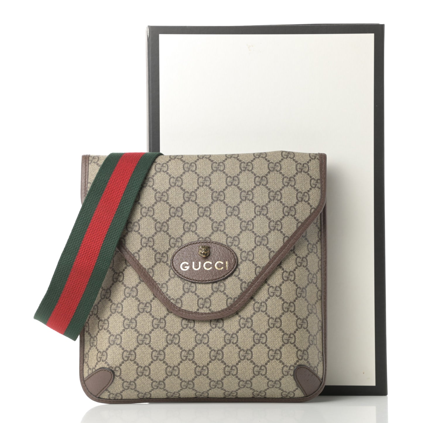 GG Supreme Monogram Web Medium Neo Vintage Flap Messenger Bag Beige New Acero