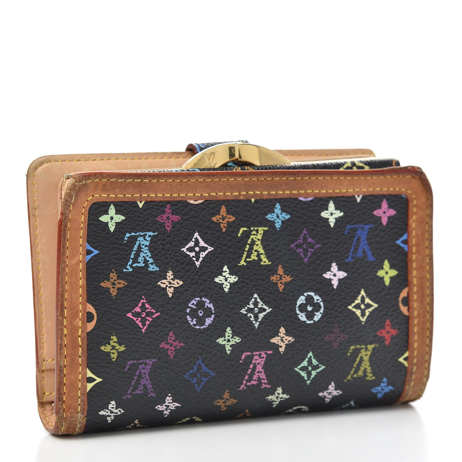 Louis Vuitton Monogram Multicolor French Purse Wallet Black 3 of 15