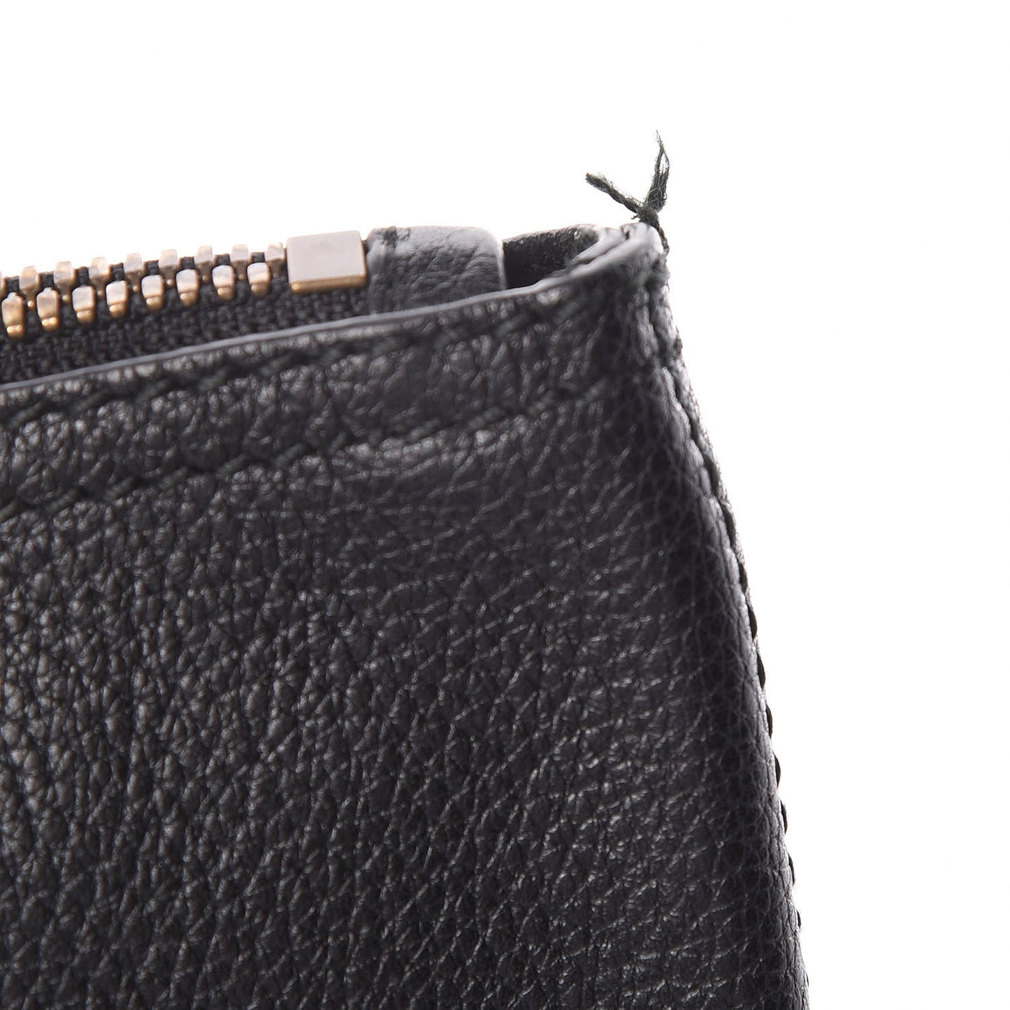 Pebbled Calfskin Medium Logo Portfolio Clutch Black