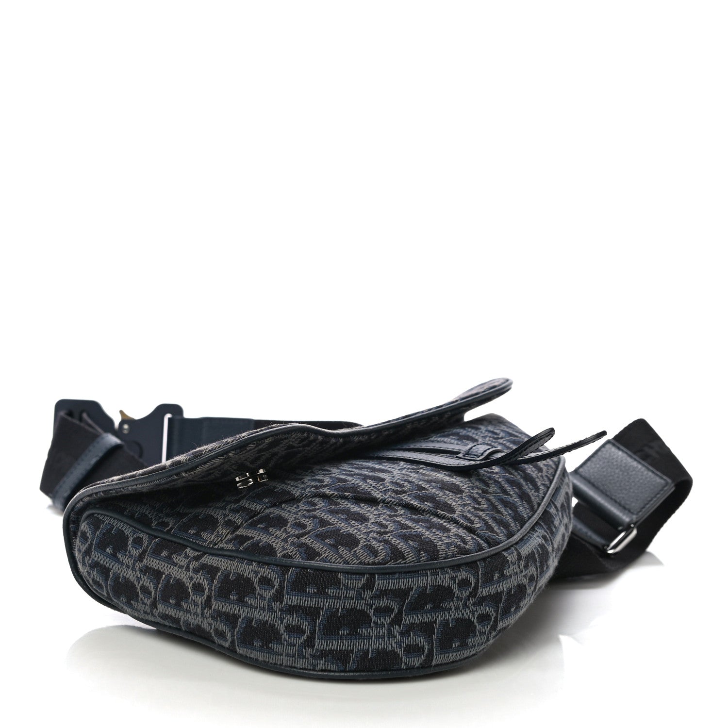 Christian Dior Oblique Mens Saddle Bag Black Blue 3 of 11