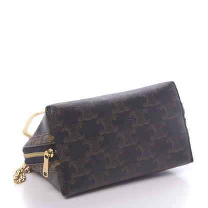 Celine Triomphe Canvas Calfskin Leopard Print Mini Clutch on Chain Black Tan 4 of 11
