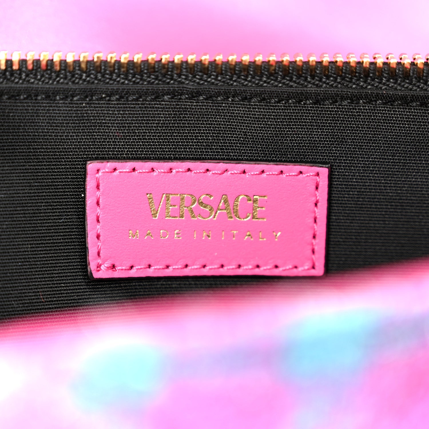 Versace Tweed Quilted Medusa Wallet on Chain Crossbody Pink Blue 8 of 11