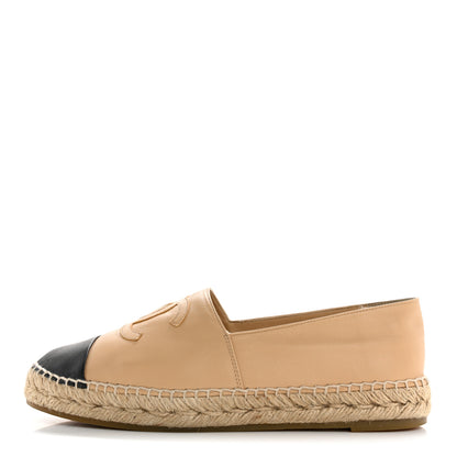 Chanel Lambskin CC Espadrilles 40 Beige Black 1 of 10