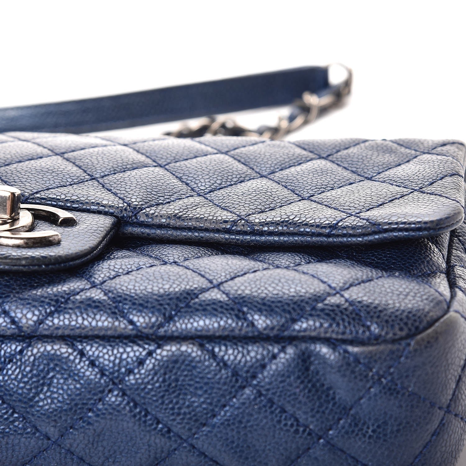 Chanel Iridescent Caviar Quilted Small Chic Flap Dark Blue 9 of 10