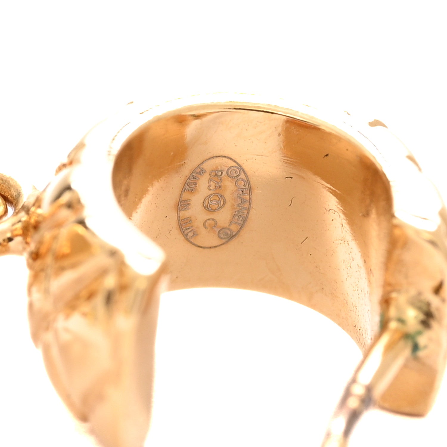 Chanel Metal Crystal CC Logo Hoop Drop Earrings Gold 4 of 6