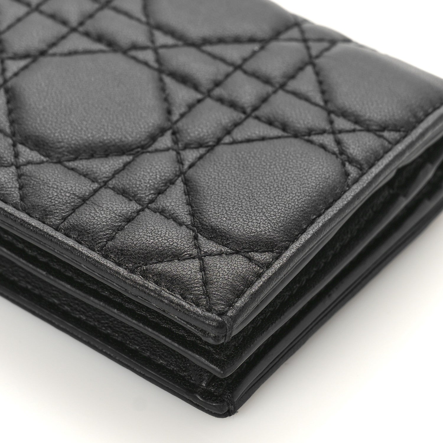 Christian Dior Lambskin Cannage Mini Lady Dior Wallet Black 8 of 8