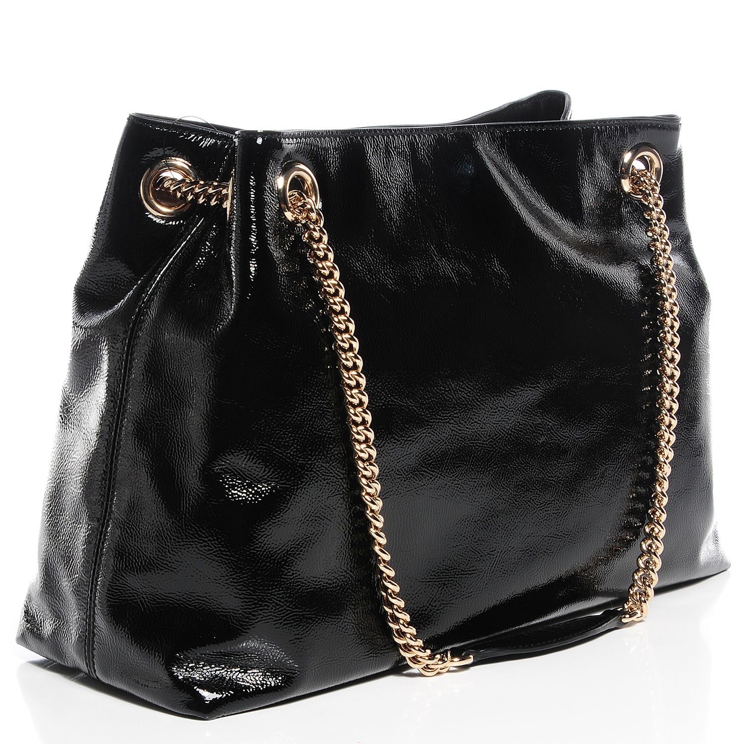 Gucci Patent Medium Soho Chain Shoulder Bag Black 3 of 7
