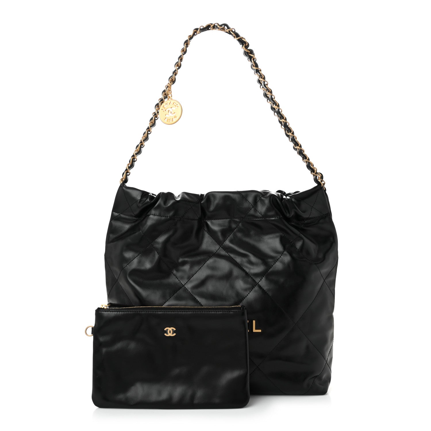 Chanel Shiny Calfskin Quilted Small Chanel 22 Black 3 of 11