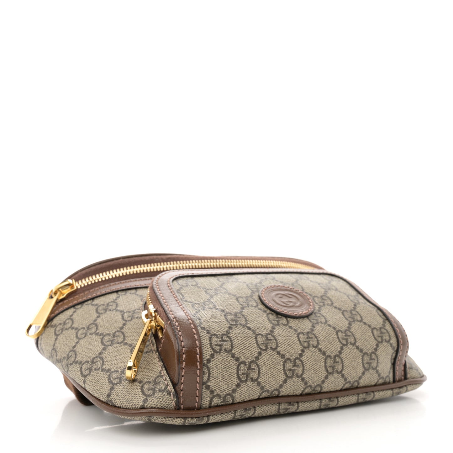 GG Supreme Monogram Textured Calfskin Retro Interlocking G Belt Bag Beige Ebony Brown Sugar