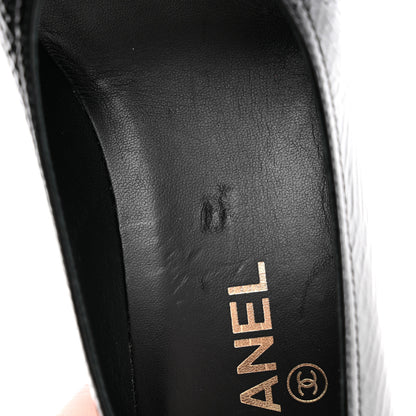 Chanel Patent Calfskin Crystal Cap Toe Logo Pumps 38 Black 10 of 11