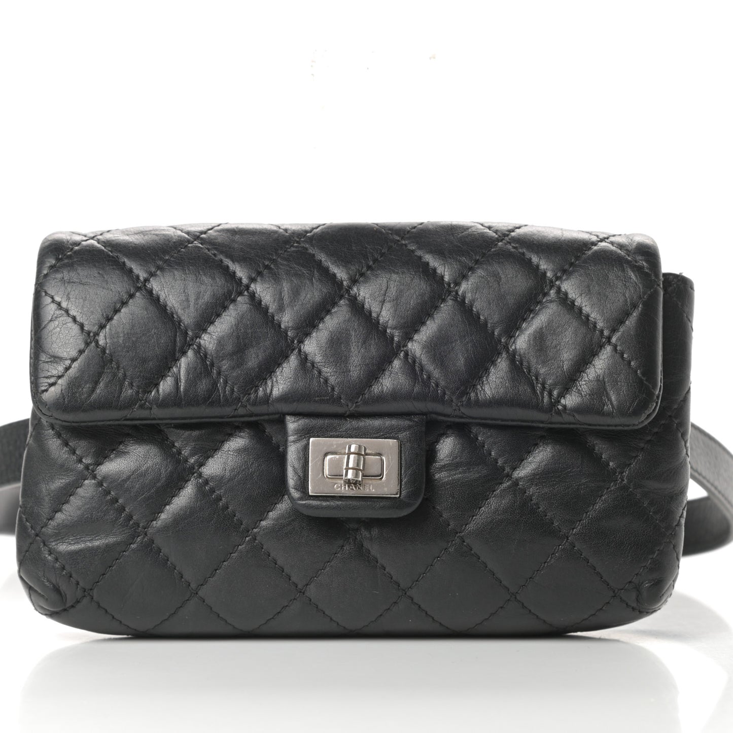 Calfskin Quilted 2.55 Reissue Flap Belt Bag Clutch Black