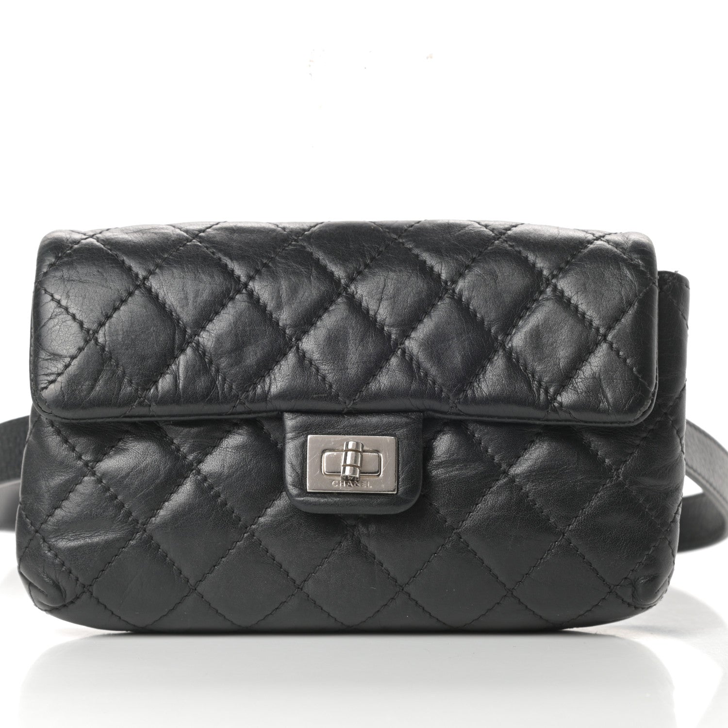 Chanel Calfskin Quilted 2.55 Reissue Flap Belt Bag Clutch Black 8 of 14