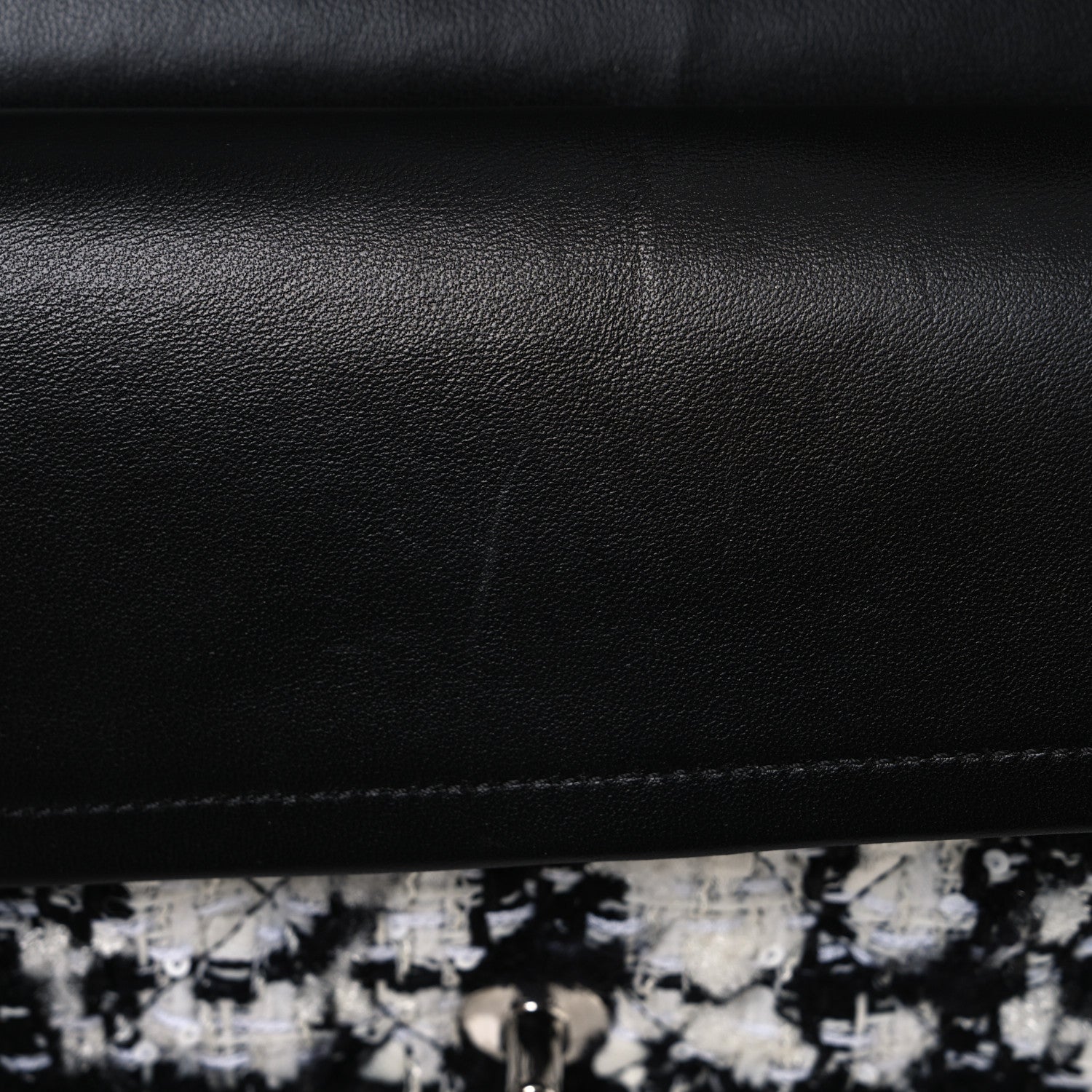 Chanel Tweed Quilted Medium Double Flap Black Ecru White 12 of 13