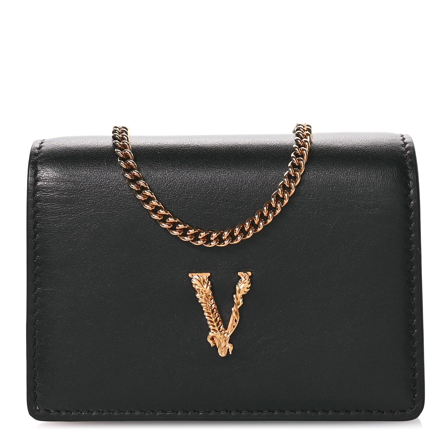 Vitello Mini Virtus Chain Clutch Black