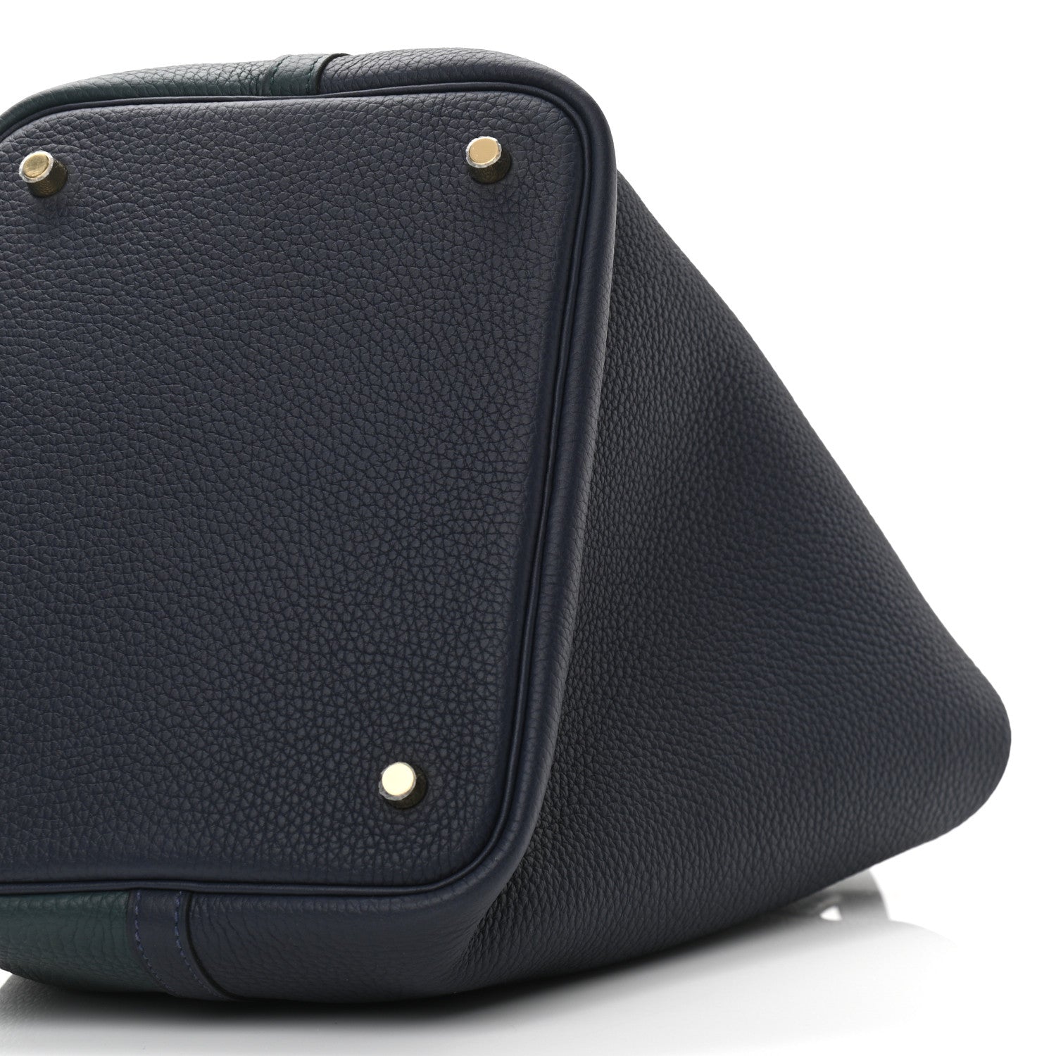 Hermes Taurillon Clemence Casaque Picotin Lock 22 MM Vert Cypres Bleu Nuit Black 10 of 11