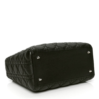 Christian Dior Grained Calfskin Cannage Medium Lady Dior Black 3 of 4