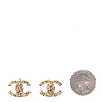 Chanel Crystal CC Clip On Earrings Gold 2 of 7