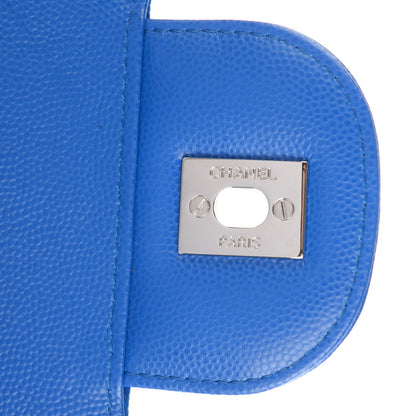 Chanel Caviar Chevron Quilted Jumbo Double Flap Bright Blue 8 of 9