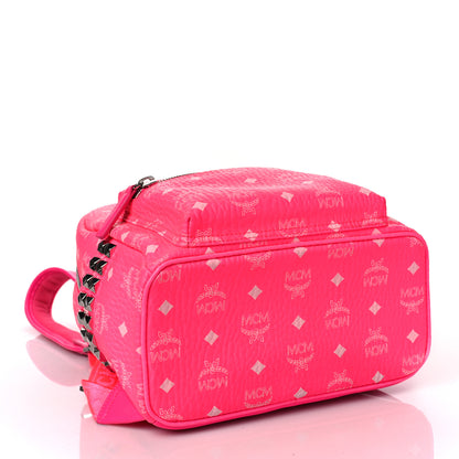 MCM Visetos Small Side Stud Stark Backpack Neon Pink 3 of 8