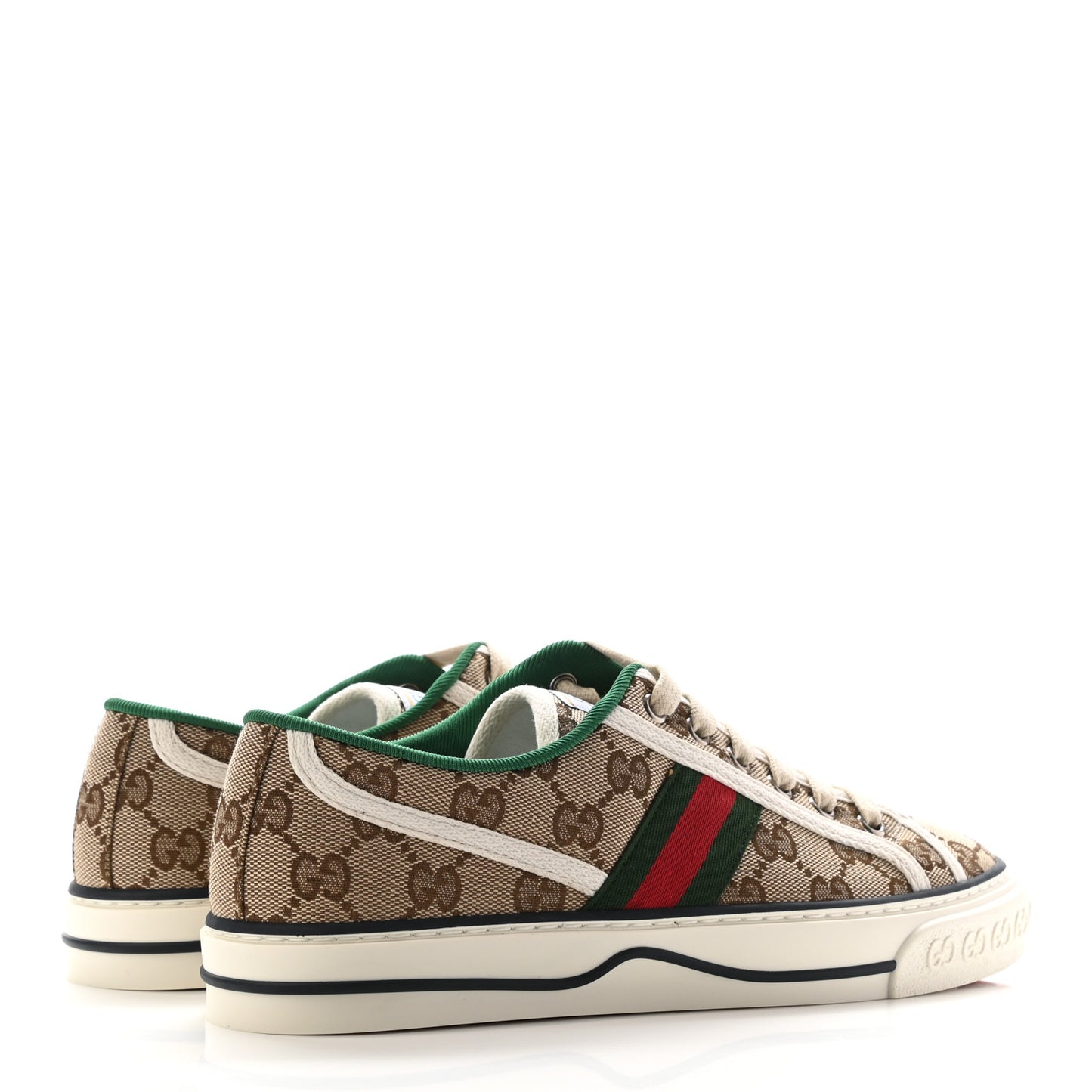 GG Monogram Web Womens 1977 Tennis Sneakers 38 Beige Ebony Mystic White