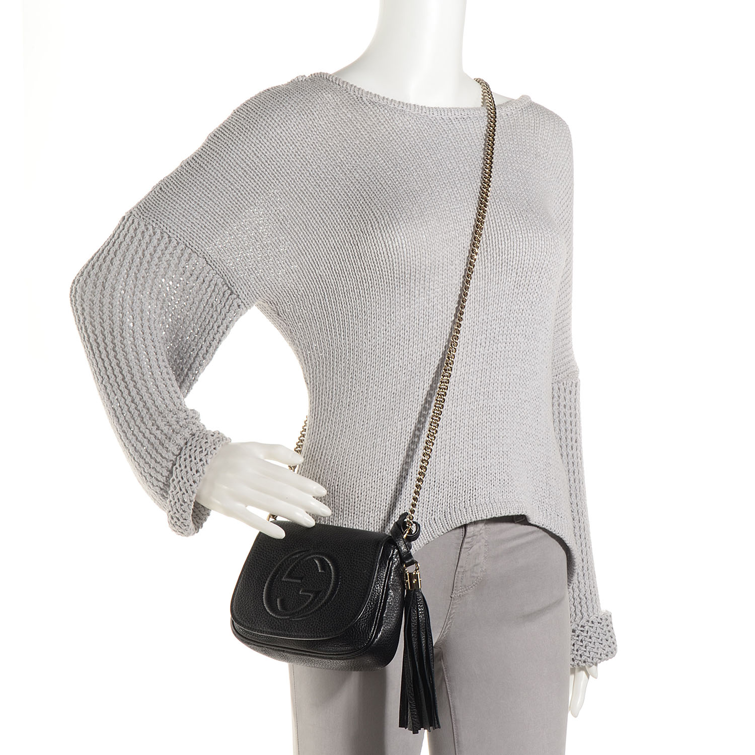 Gucci Pebbled Calfskin Small Soho Flap Crossbody Black 2 of 9