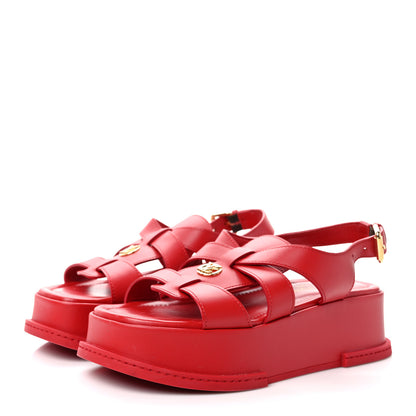 Louis Vuitton Calfskin Maya Flatform Sandals 37 Cerise 3 of 8