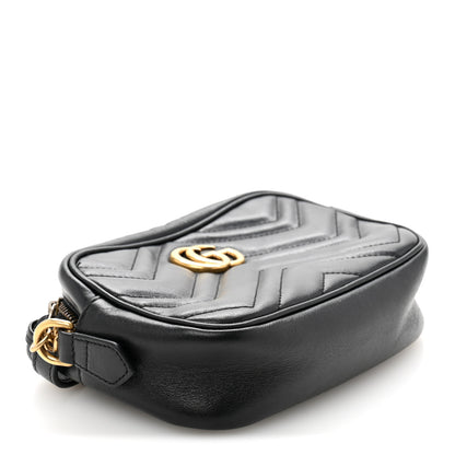 Gucci Calfskin Matelasse Mini GG Marmont Chain Shoulder Bag Black 4 of 11