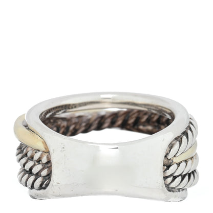 David Yurman Sterling Silver 14K Yellow Gold Narrow Crossover Ring 54 6.75 3 of 4