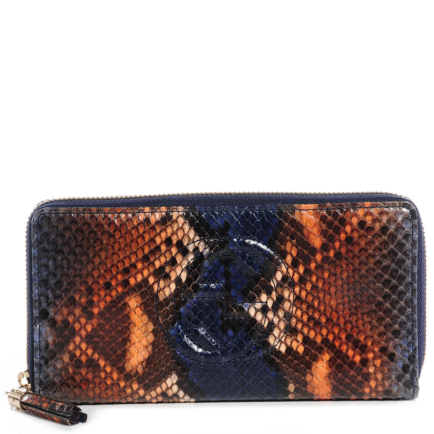Gucci Python Soho Zip Around Wallet Blue Sienna 1 of 7