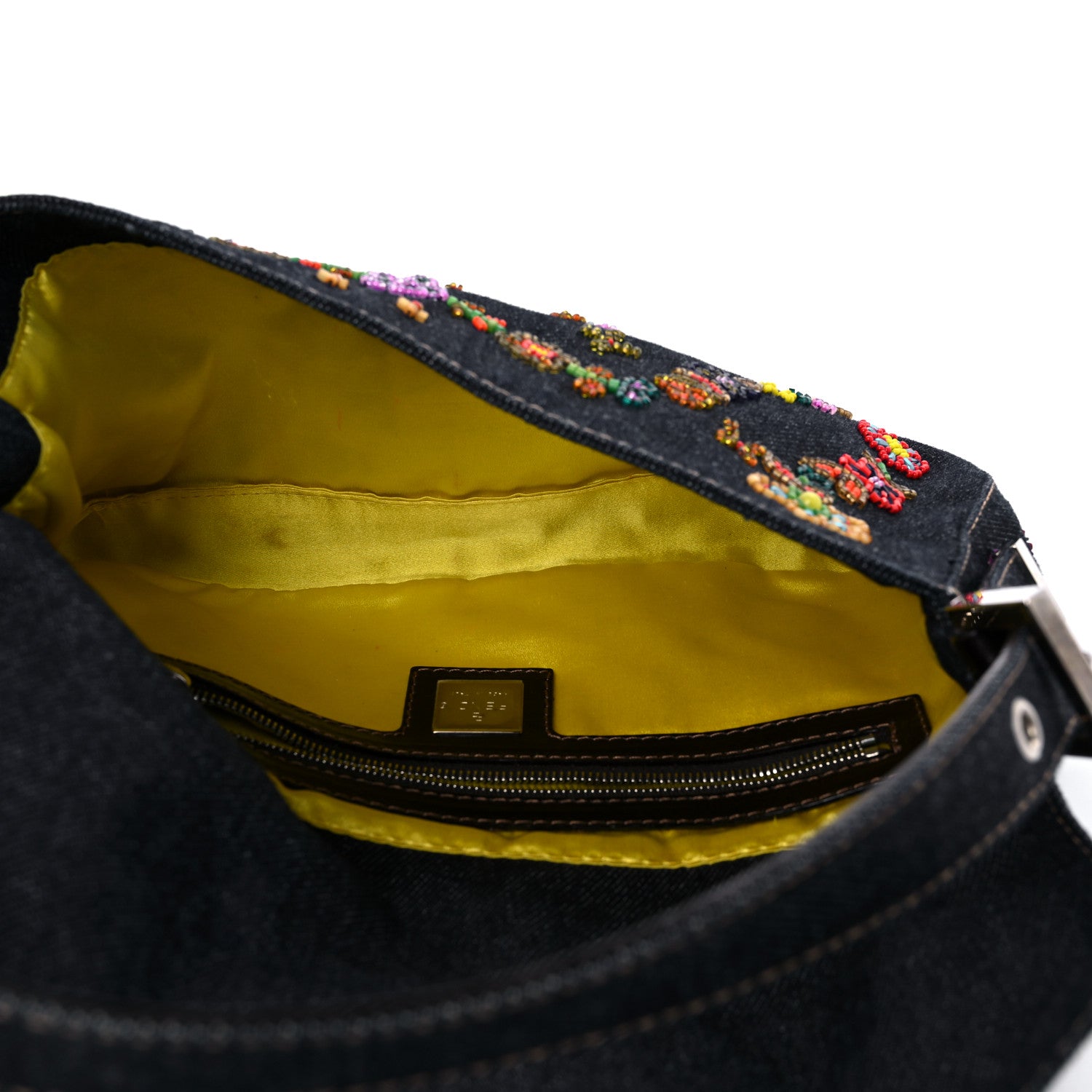 Fendi Denim Ricami Beaded Baguette Blue 5 of 10