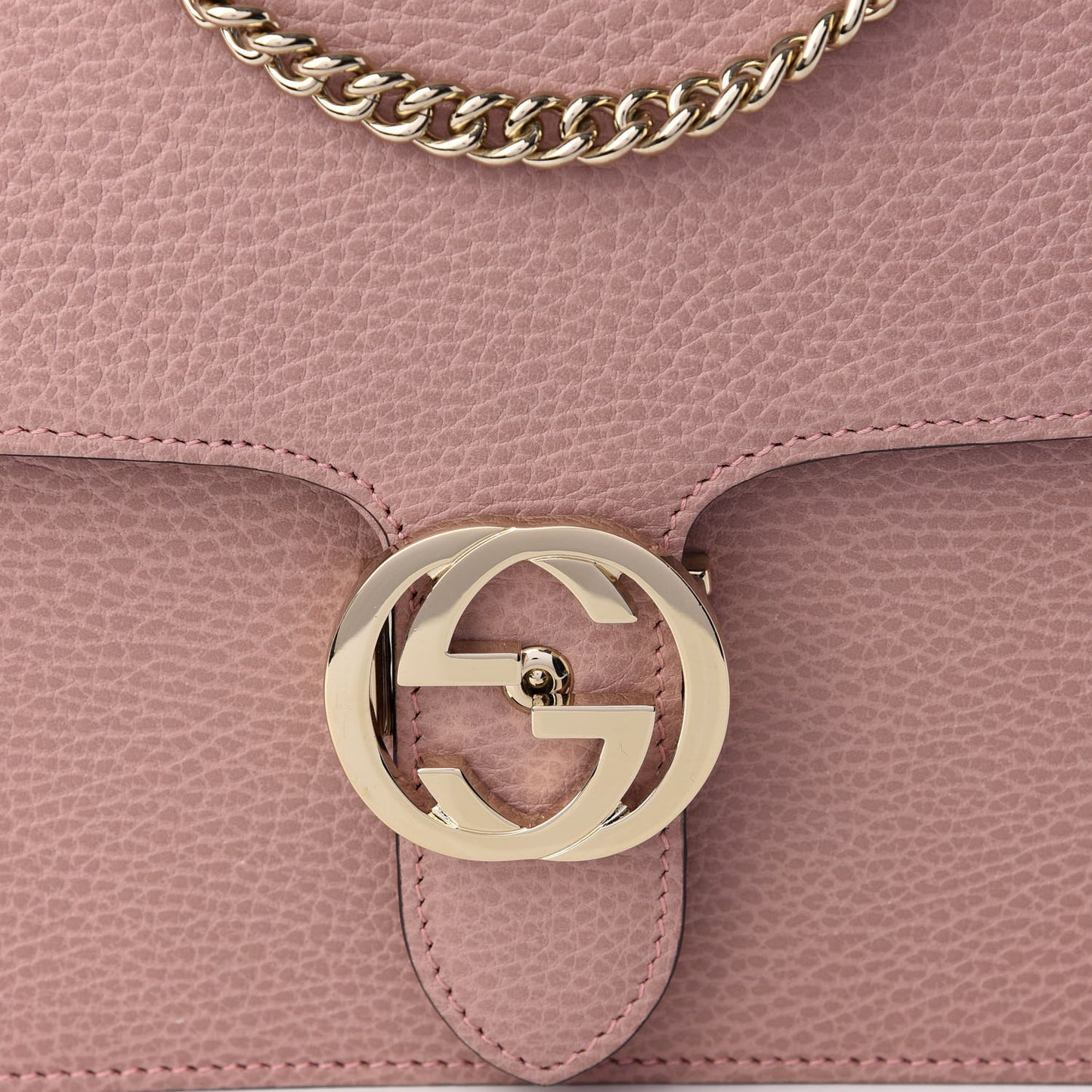 Dollar Calfskin Interlocking G Shoulder Bag Soft Pink