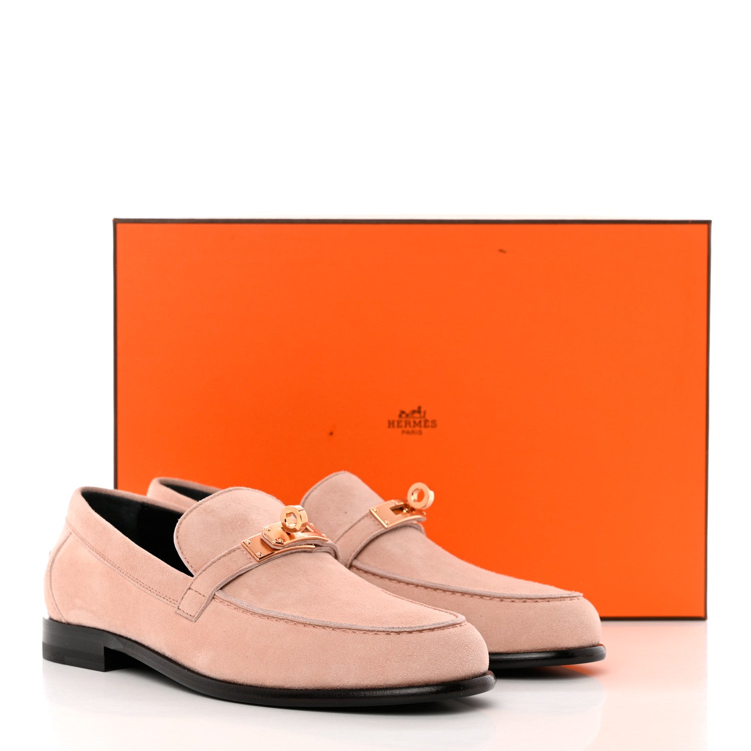 Hermes Suede Goatskin Womens Destin Loafers 35.5 Rose Aube 9 of 9