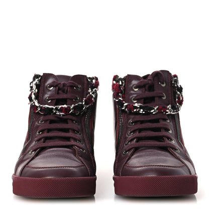 Chanel Lambskin Zipped Chain CC Sneakers 38.5 Burgundy 3 of 10