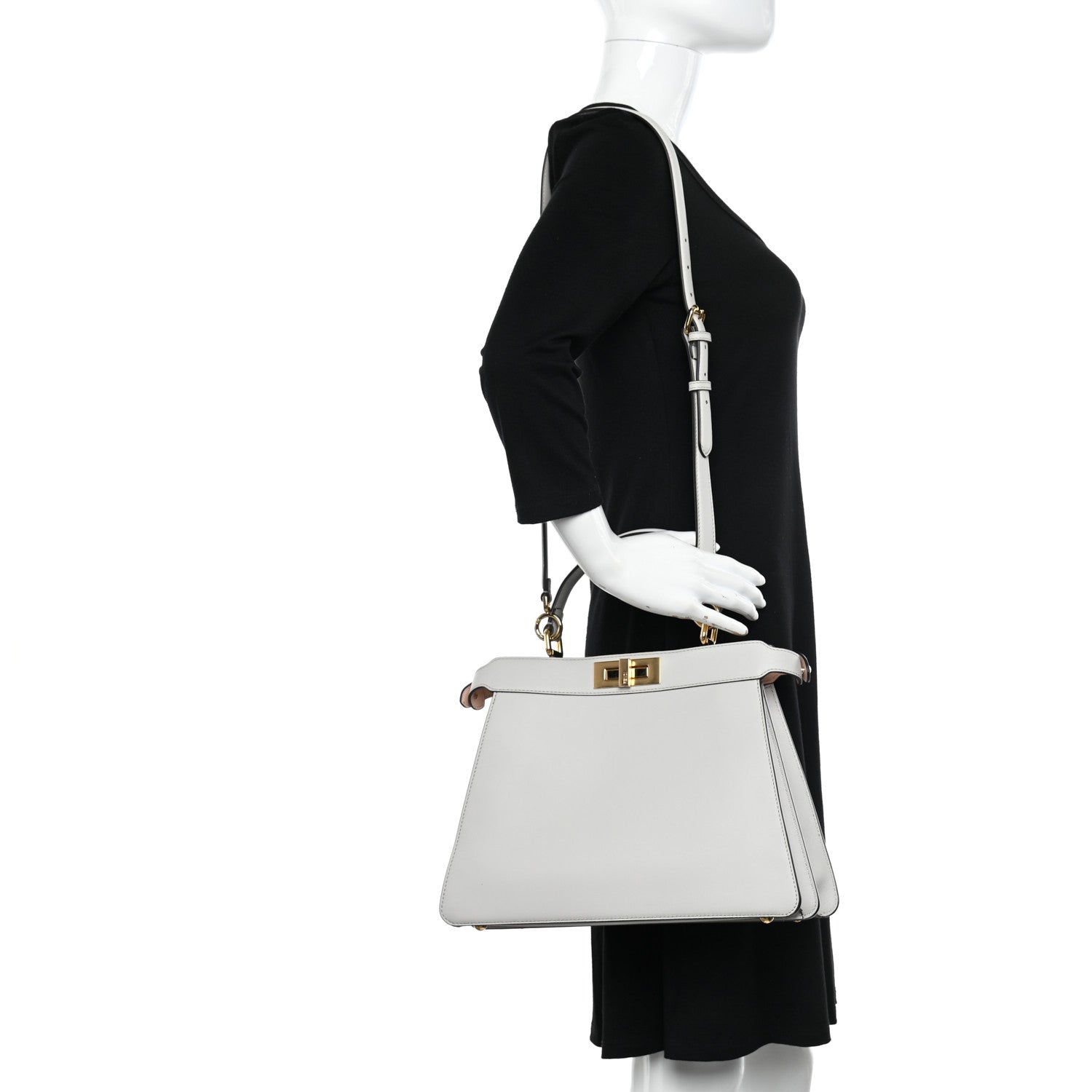 Fendi Vitello Seta Shiny Nappa Medium Peekaboo I SEE U Satchel Ghiaia Light Rose 3 of 13