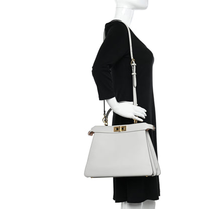 Fendi Vitello Seta Shiny Nappa Medium Peekaboo I SEE U Satchel Ghiaia Light Rose 3 of 13