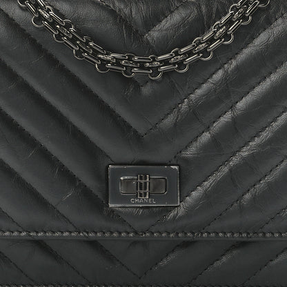 Chanel Aged Calfskin Chevron Quilted Reissue Wallet On Chain WOC So Black 8 of 12