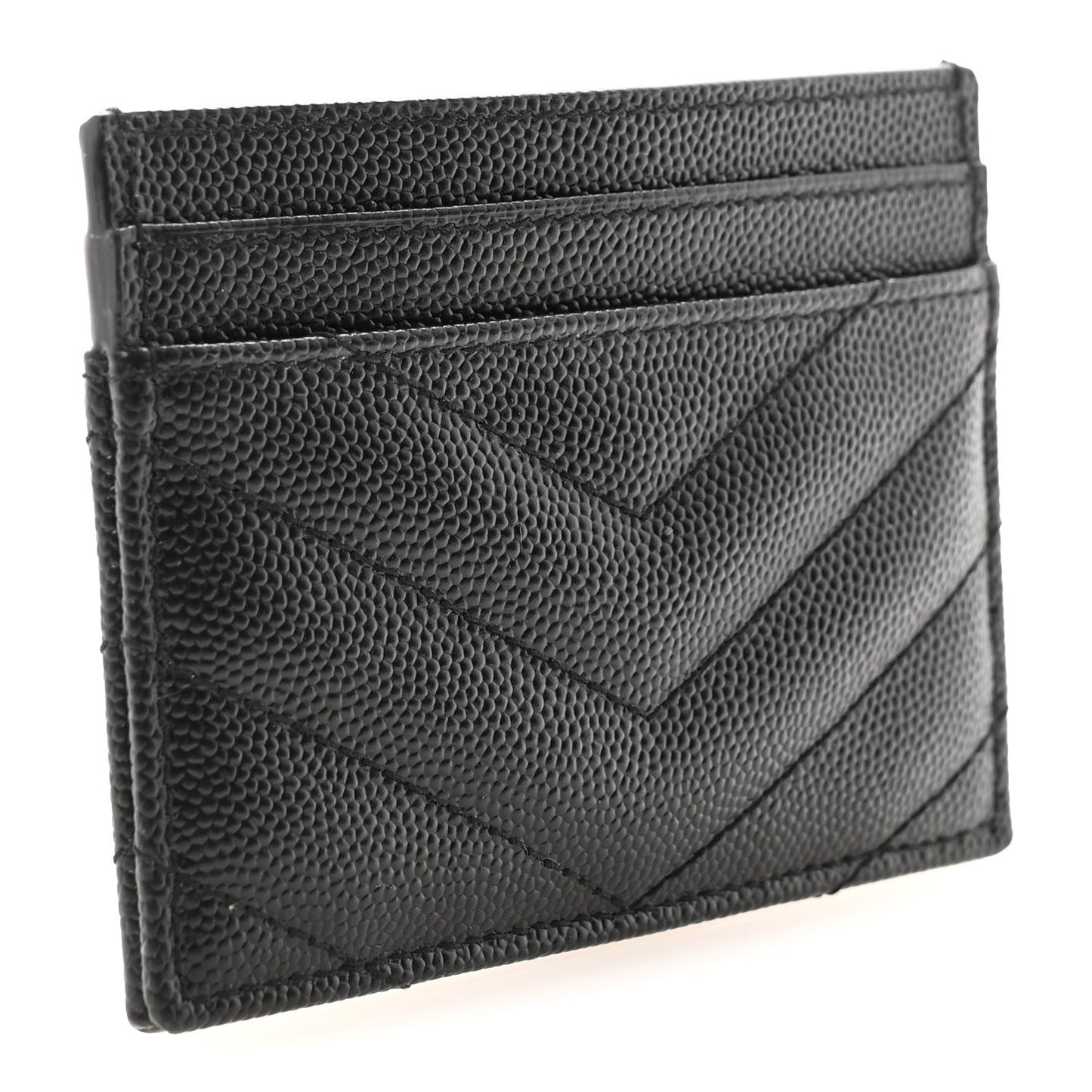 Grain De Poudre Matelasse Chevron Monochrome Credit Card Case Black