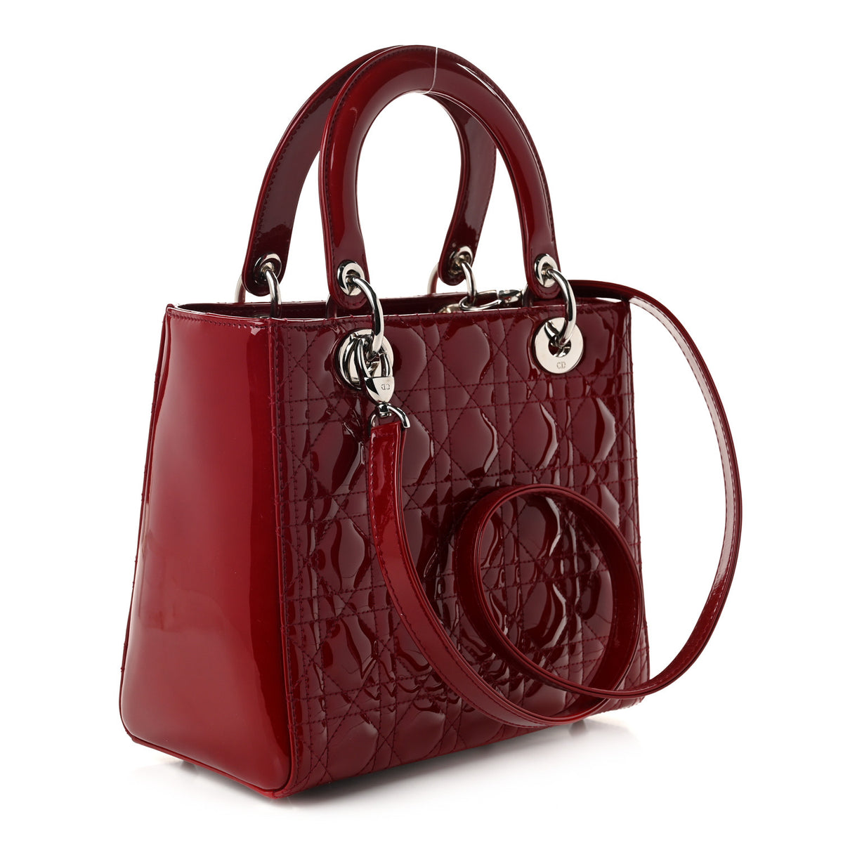 Patent Cannage Medium Lady Dior Red