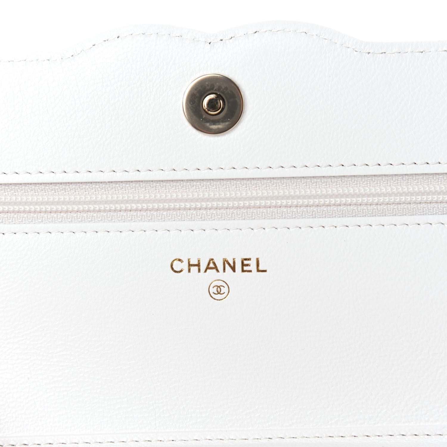Chanel Goatskin Quilted Timeless CC Wallet On Chain WOC White 10 of 14