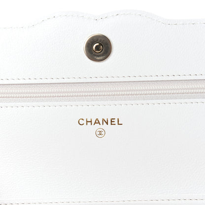 Chanel Goatskin Quilted Timeless CC Wallet On Chain WOC White 10 of 14