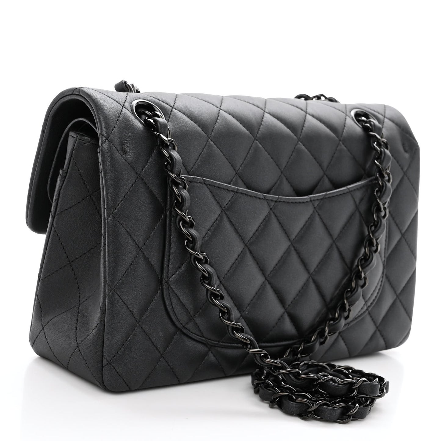 Lambskin Quilted Small Double Flap So Black