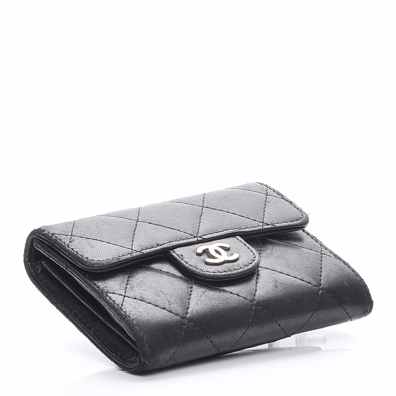 Chanel Lambskin Quilted Flap Card Holder Wallet Black 3 of 8