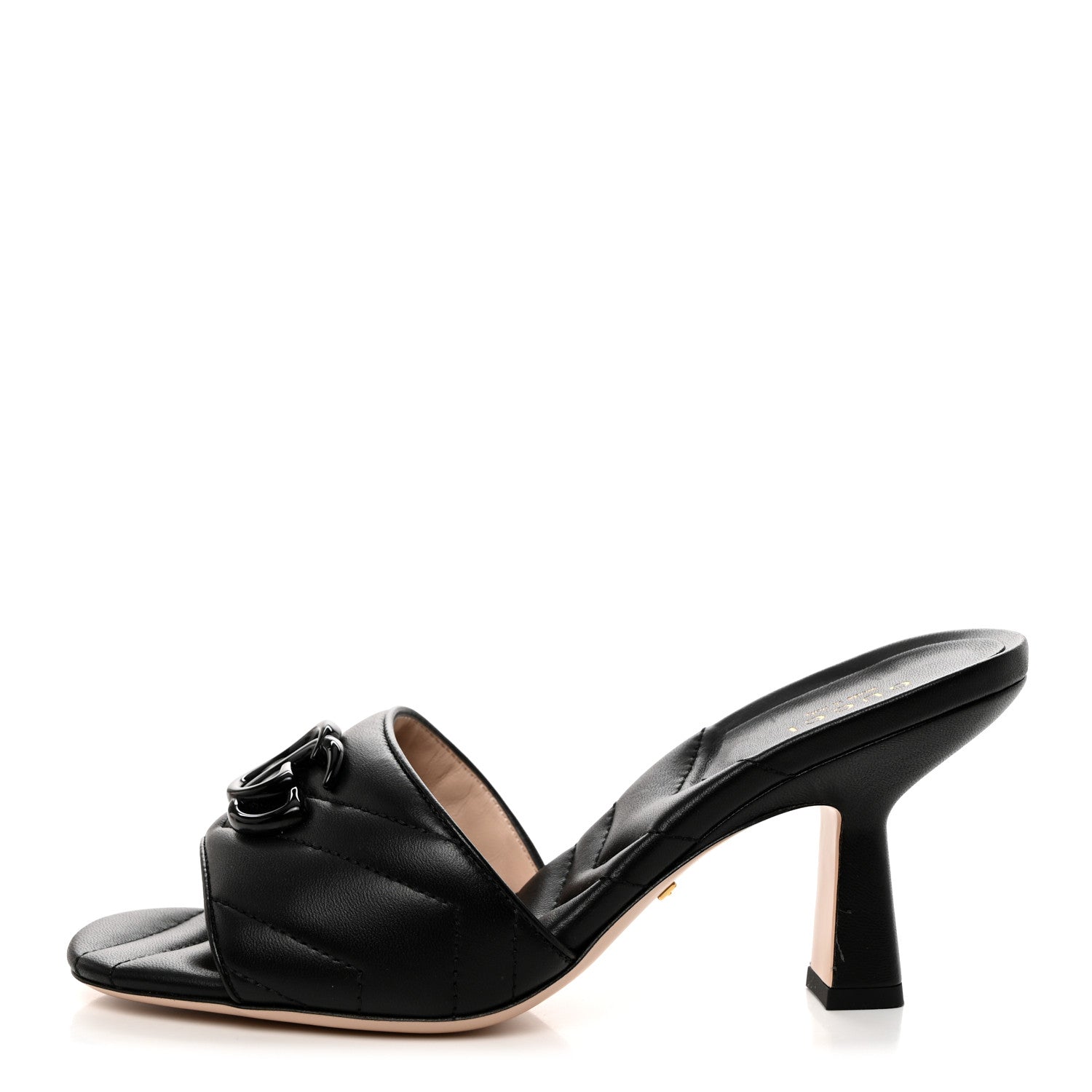 Gucci Nappa Matelasse Monochrome GG Marmont 75mm Slide Sandals 36.5 Black 1 of 9