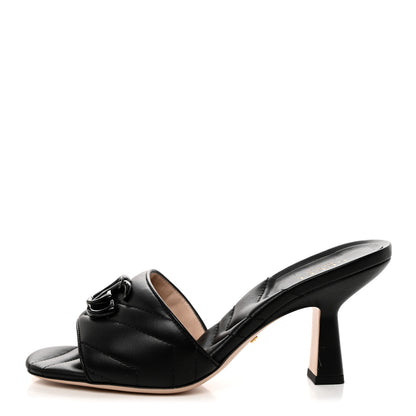 Gucci Nappa Matelasse Monochrome GG Marmont 75mm Slide Sandals 36.5 Black 1 of 9