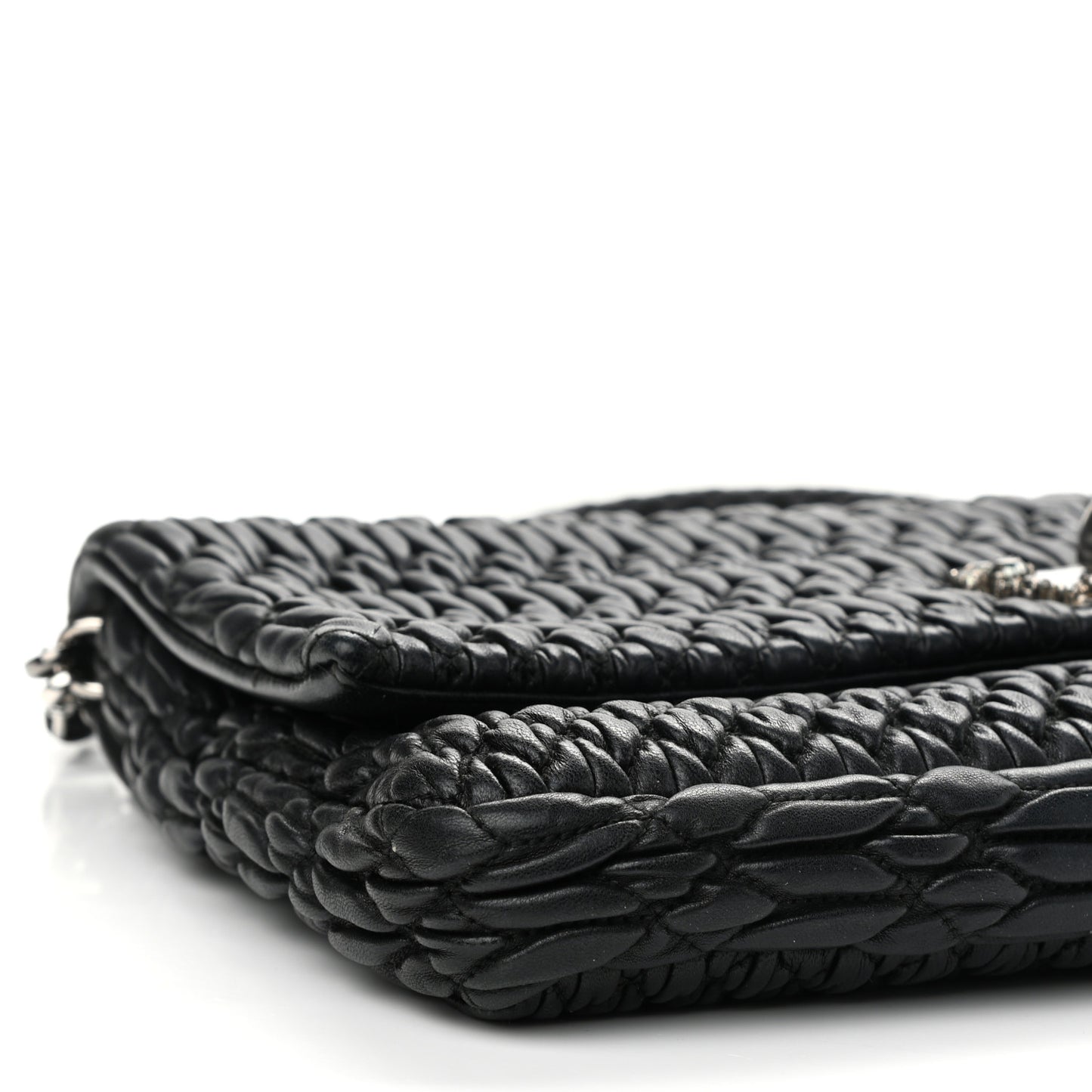 Nappa Matelasse Crystal Flap Clutch Black