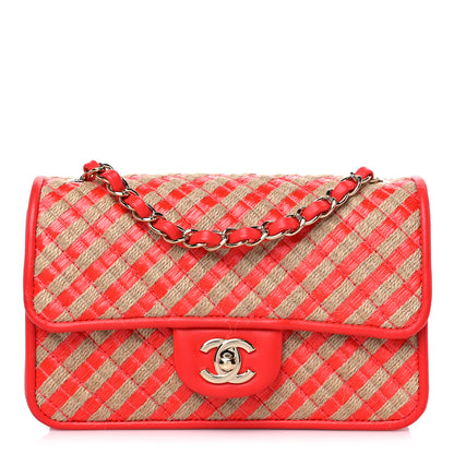 Chanel Raffia Jute Striped Small Urban Jungle Single Flap Red 1 of 10