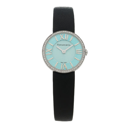 Tiffany Stainless Steel Calfskin Diamond Bezel 24mm Atlas 2-Hand Quartz Watch Tiffany Blue 1 of 5