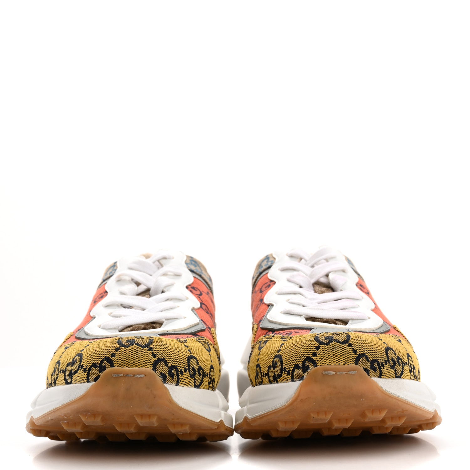 Gucci Monogram Multicolor Demetra Womens Rhyton Sneakers 39.5 Yellow Blue Great White Tabasco 3 of 16