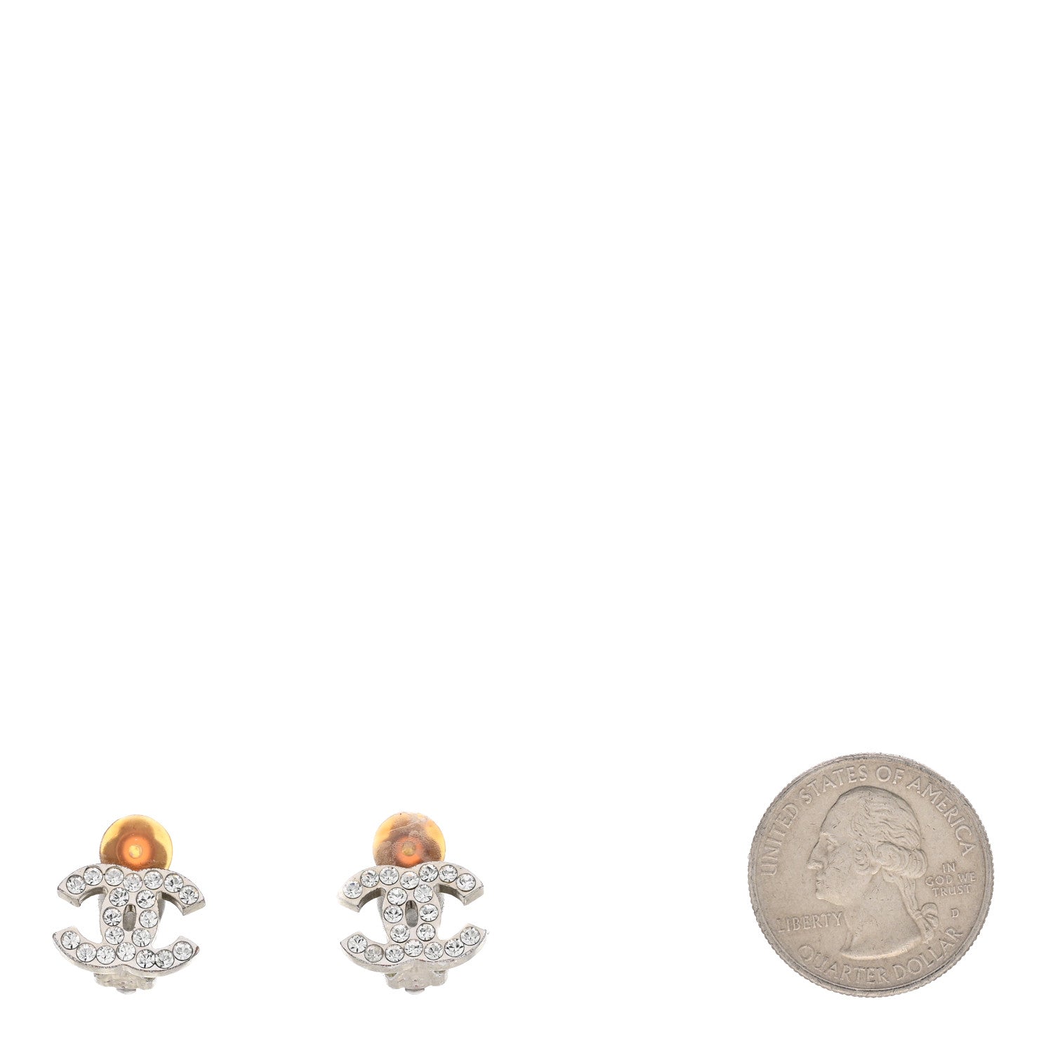 Chanel Crystal Mini CC Earrings Silver 2 of 5