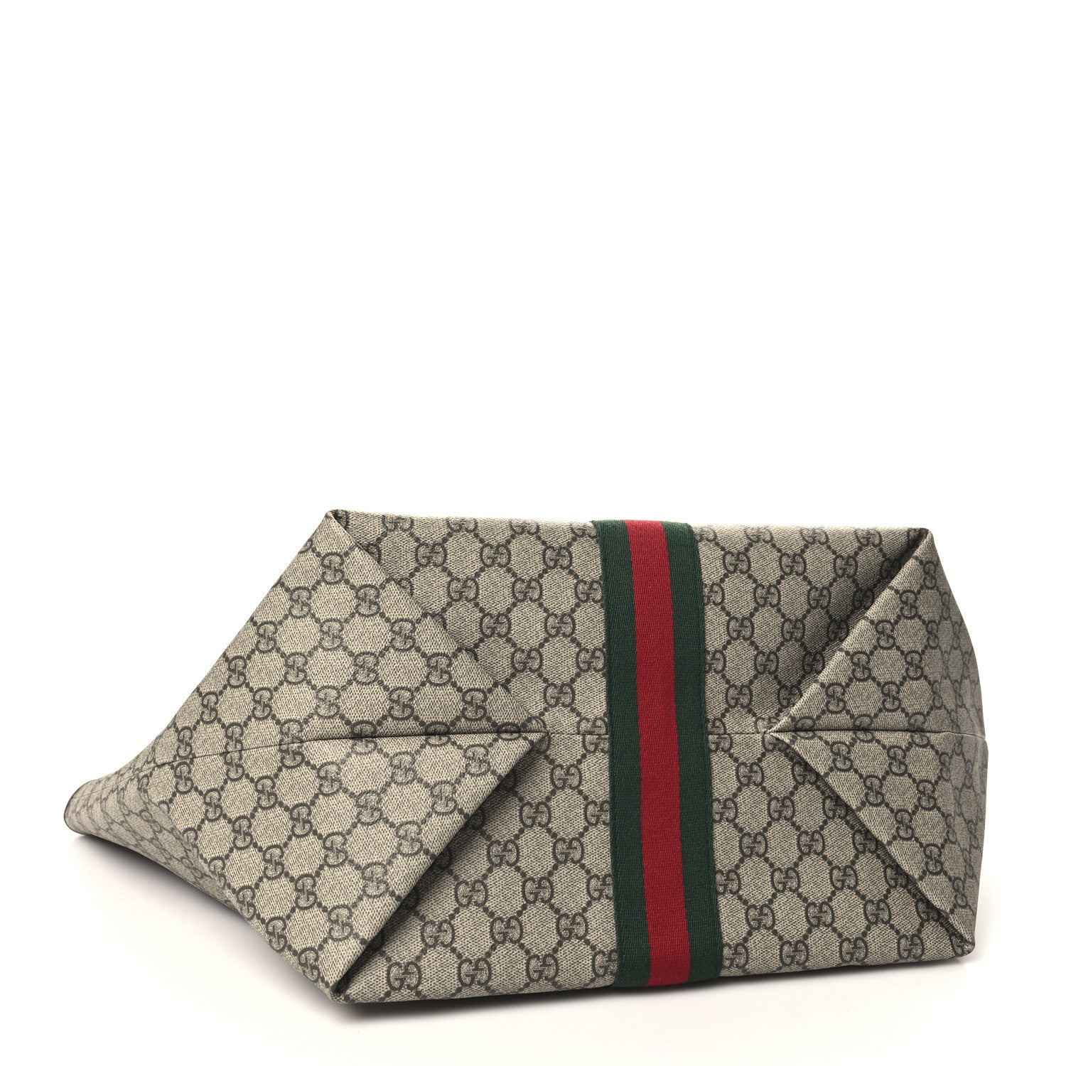 Gucci GG Supreme Monogram Calfskin Web Large Ophidia Tote Beige Dark Brown 4 of 9
